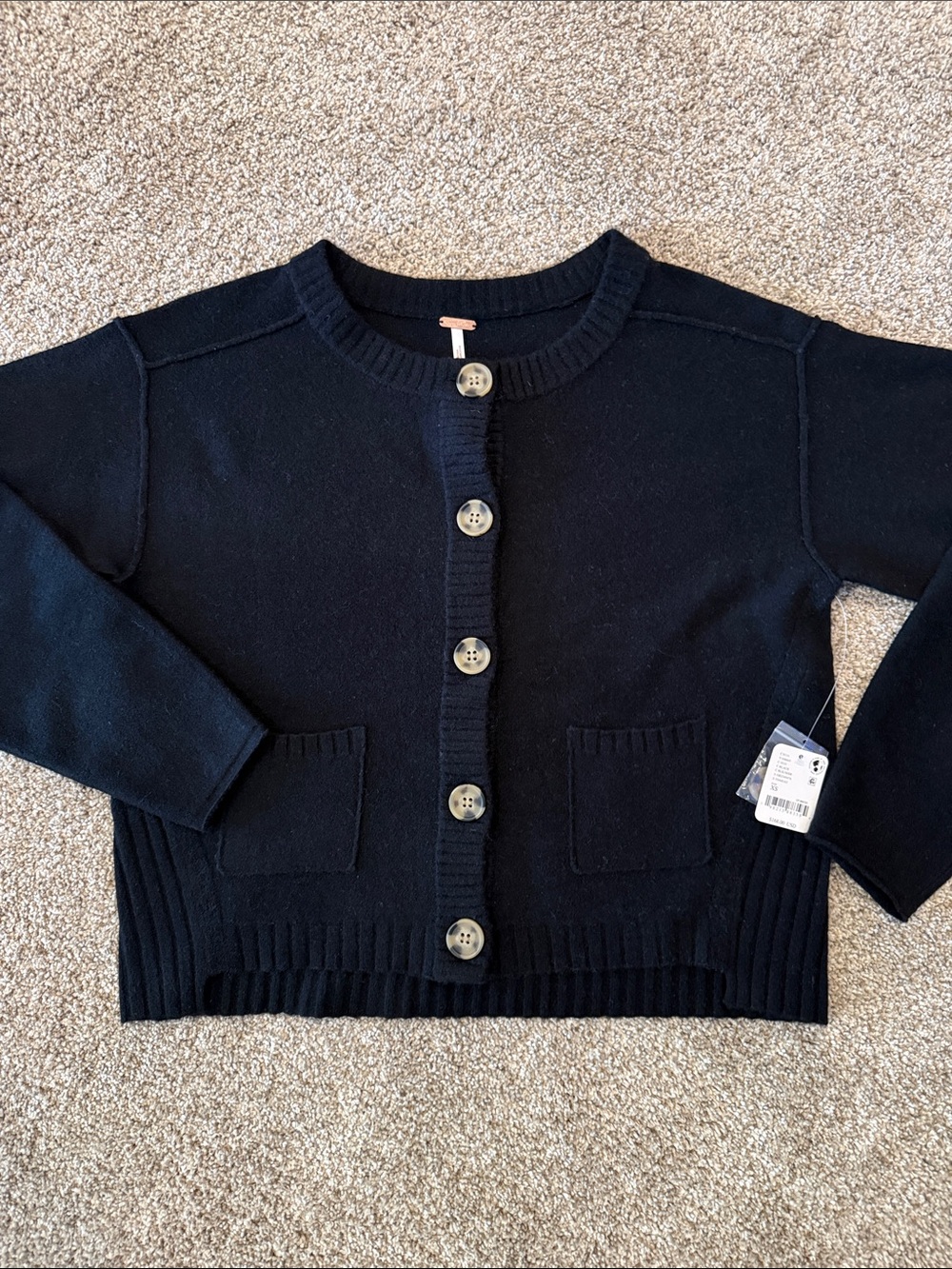 Free People Luna Cardigan, NWT, XS, Black
